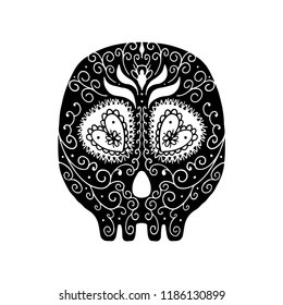 Day of the dead vector illustration skull. Vector illustration set. Tattoo skeleton. Mexican traditional decoration