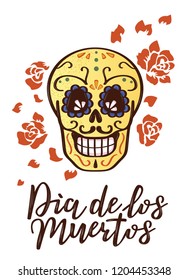 Day of the dead vector illustration with a skull and roses