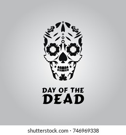 Day of the dead vector illustration with a skull.For a postcard or festive design.