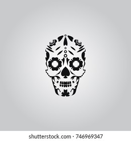 Day of the dead vector illustration with a skull.For a postcard or festive design.