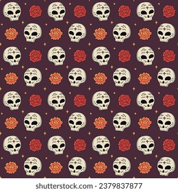 Day of The Dead vector seamless pattern