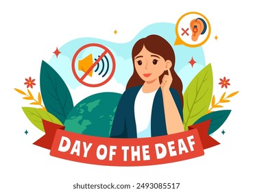 Day of the Deaf Vector Illustration on September 26 to Raise Awareness about Preventing Deafness and Ear Treatment in a Flat Style Cartoon Background