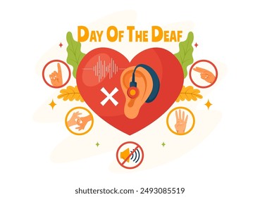 Day of the Deaf Vector Illustration on September 26 to Raise Awareness about Preventing Deafness and Ear Treatment in a Flat Style Cartoon Background