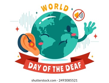 Day of the Deaf Vector Illustration on September 26 to Raise Awareness about Preventing Deafness and Ear Treatment in a Flat Style Cartoon Background