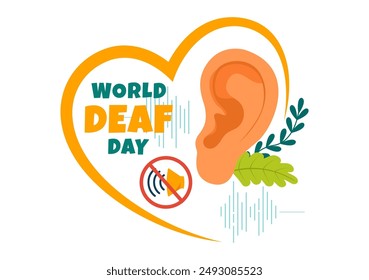 Day of the Deaf Vector Illustration on September 26 to Raise Awareness about Preventing Deafness and Ear Treatment in a Flat Style Cartoon Background