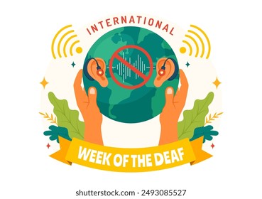 Day of the Deaf Vector Illustration on September 26 to Raise Awareness about Preventing Deafness and Ear Treatment in a Flat Style Cartoon Background