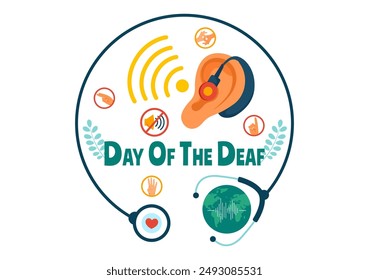 Day of the Deaf Vector Illustration on September 26 to Raise Awareness about Preventing Deafness and Ear Treatment in a Flat Style Cartoon Background