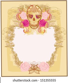 Day of the Death. Vintage Frame. 