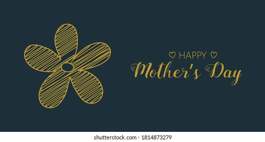 Mother’s Day. Design of a banner with cute flower and wishes. Vector