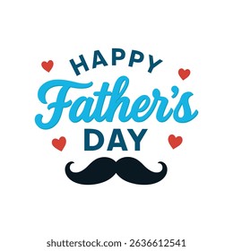 Father’s Day Design with Mustache and Red Hearts