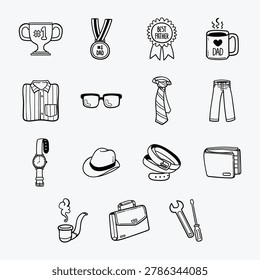 Father’s Day Doodle Icon Illustration Set