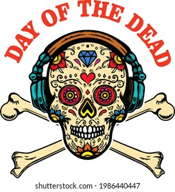 Day Of The Dread skull illustration t-shirt