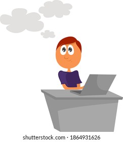 Day dreamer, illustration, vector on white background.