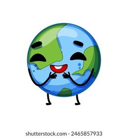 day earth planet character cartoon. happy cute, ecology save, sad comic day earth planet character sign. isolated symbol vector illustration