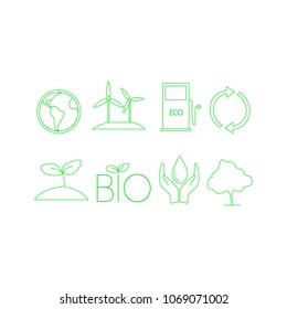 Day of Earth. Save the planet concept. Set of line ecological icons