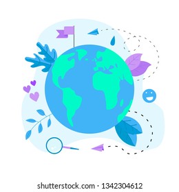 Day of earth vector flat illustration. Concept save the planet and environment