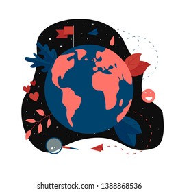 Day of earth vector flat illustration. Concept save the planet and environment	