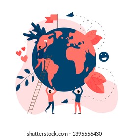 Day of earth vector flat illustration. Concept save the planet and environment	