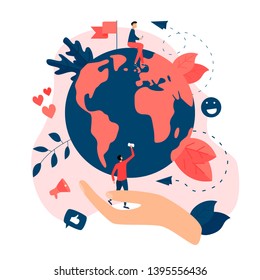 Day of earth vector flat illustration. Concept save the planet and environment	