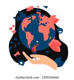 Day of earth vector flat illustration. Concept save the planet and environment	