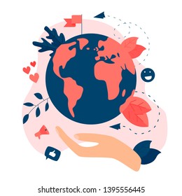 Day of earth vector flat illustration. Concept save the planet and environment	