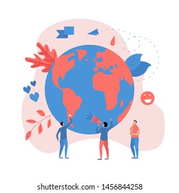 Day of earth vector flat illustration. Concept save the planet and environment	