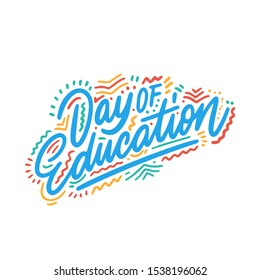Day of education concept text logo design template. Design for banner, presentation, background, poster. Editable vector EPS 10 illustration.
