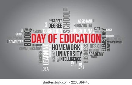 Day Of Education word cloud background. Educational awareness Vector illustration design concept.