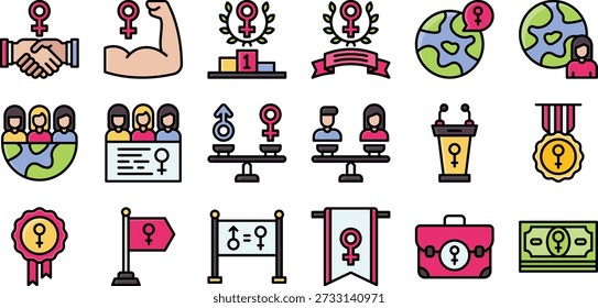Women’s Day Empowerment and Equality Icons Set