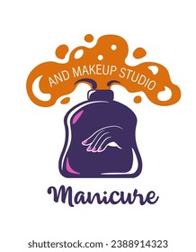 Day and evening, corrective makeup. Permanent manicure for clients. Studio with pedicure treatment for women. Product emblem or label, beauty salon procedure advertisement. Vector in flat style