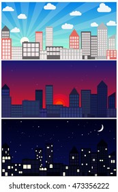 Day evening night cityscape backgrounds 