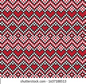 Valentine’s Day Fair Isle Seamless Pattern for Valentine’s Day, print designs, fashion textiles, knitwear, etc.