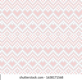 Valentine’s Day Fair Isle Seamless Pattern for Valentine’s Day, print designs, fashion textiles, knitwear, etc.