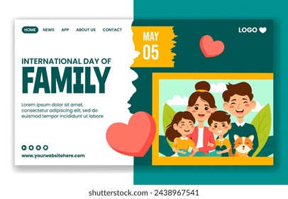 Day of Family Social Media Landing Page Cartoon Hand Drawn Templates Background Illustration