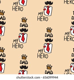 day fathers happy  dad hero pattens seamless texture. illustration vector
