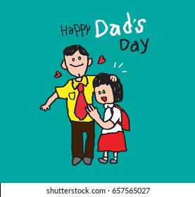 day  fathers happy love dad girl school cartoon. illustration vector