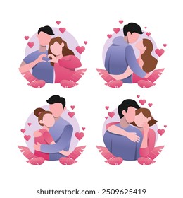 Valentine’s Day Flat Design Romantic Couple Illustration