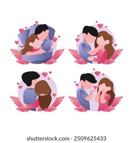 Valentine’s Day Flat Design Romantic Couple Illustration