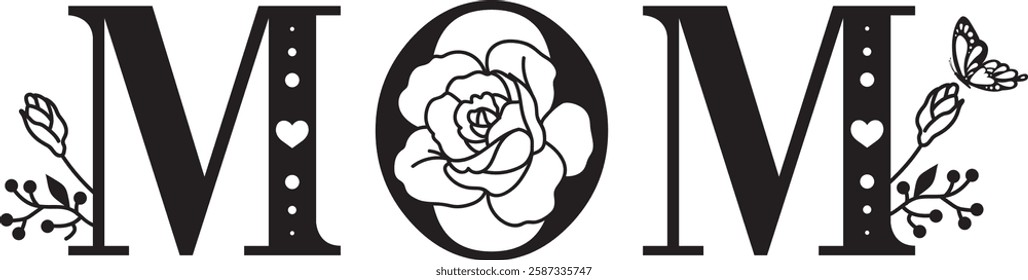 Mother’s day Floral Mom Text Monogram