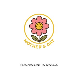 Ilustración de diseño de Vector de icono de insignia de flor del día de la madre
