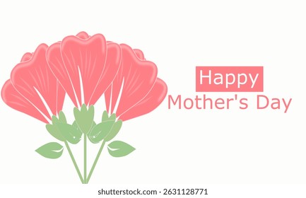 Mother’s Day flowers and greeting in pink tones, soft and warm design for celebration