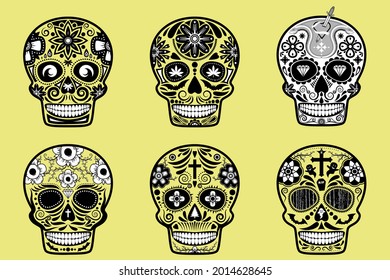 Day fo the dead skull. Dia de los muertos. vector design for brochure banner tattoo. 