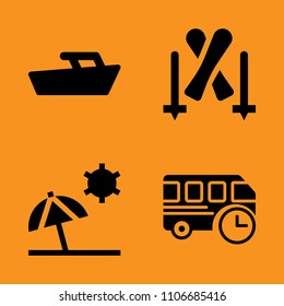 day, fun, cargo and truck icons set. Vector illustration for web and design