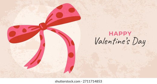 Valentinstag Geschenk Bogen Hintergrund mit Vintage-Textur. Romantisches Grußkartendesign, Banner- oder Posterdesign. 