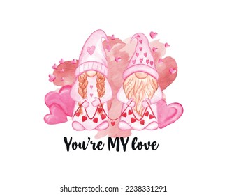 Valentine’s Day gnome sublimation Design for t-shirt, scrapbooks, pillow cover, cards and others