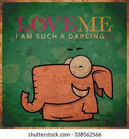 ValentineÃ?Â´s day greeting card with cartoon elephant character.