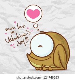 ValentineÃ?Â´s day greeting card with cartoon frog characters.