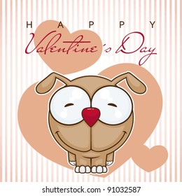 Valentine´s day greeting card with funny cartoon dog.