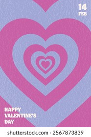 Valentine’s Day greeting card with heart. Retro style design. Vector illustration