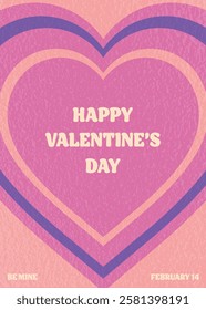 Valentine’s Day greeting card with heart. Retro style design. Vector illustration